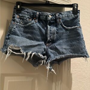 Agolde Parker Vintage Cut Off Distressed Denim Shorts Blue Size 26